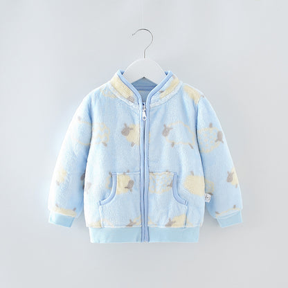 Varm fleece jacka för barn – med ståkragejacka