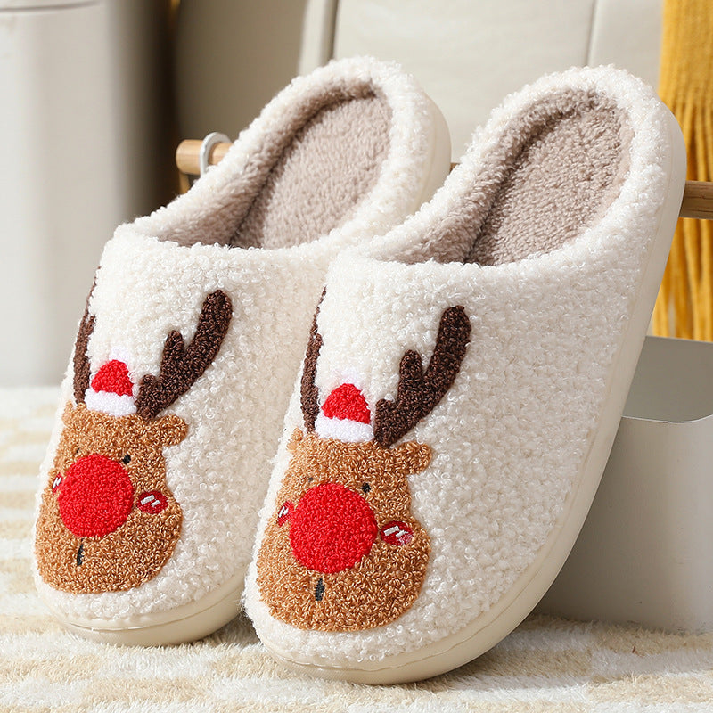 Winter slippers with Christmas motif - Non-slip warm and soft reindeer slippers
