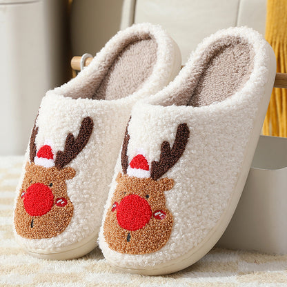 Winter slippers with Christmas motif - Non-slip warm and soft reindeer slippers