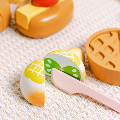 Leksaksmat i trä – bröd, frukt och salladsset för barn