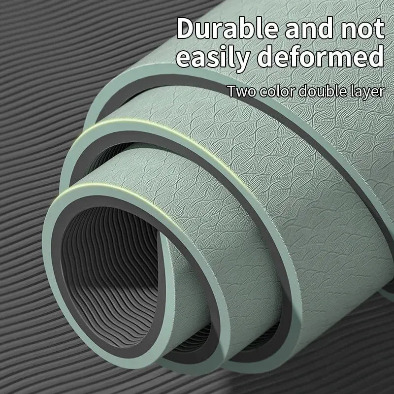 TPE yoga mat – non-slip two-tone design with carrying strap and mesh bag