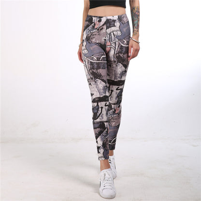 Trendiga yogatights med konstnärligt mönster