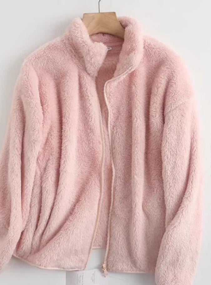 Fleececardigan i korallfleece – varm och mjuk vardagsfavorit