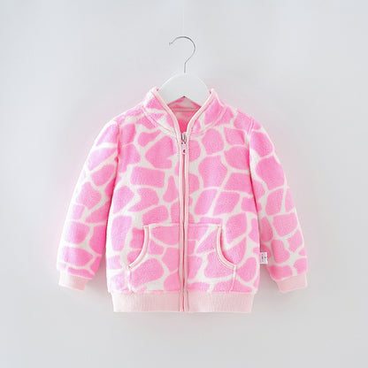 Varm fleece jacka för barn – med ståkragejacka