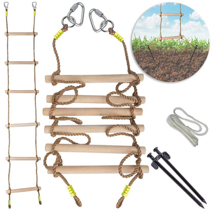 Durable climbing ladder, wooden balance rope for children. For outdoor and indoor use.