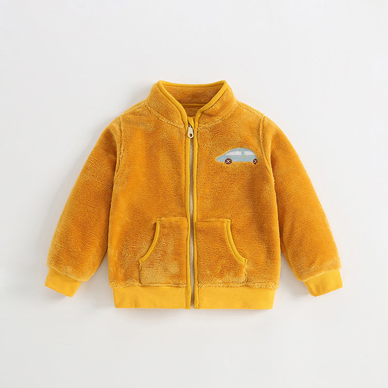 Varm fleece jacka för barn – med ståkragejacka