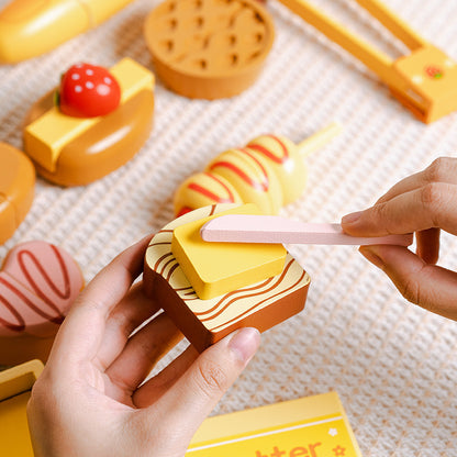 Leksaksmat i trä – bröd, frukt och salladsset för barn