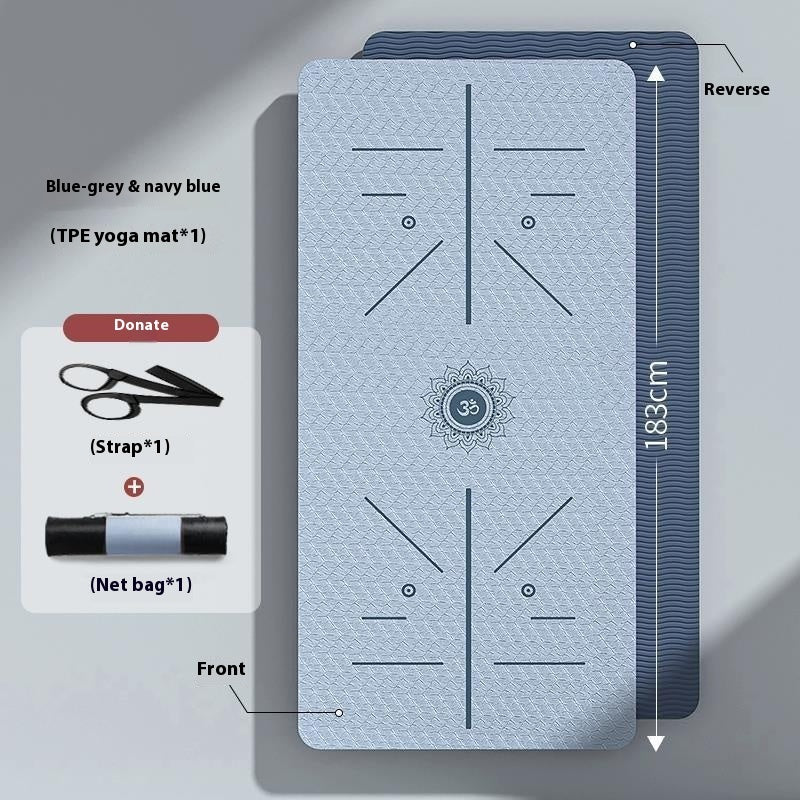 TPE yoga mat – non-slip two-tone design with carrying strap and mesh bag