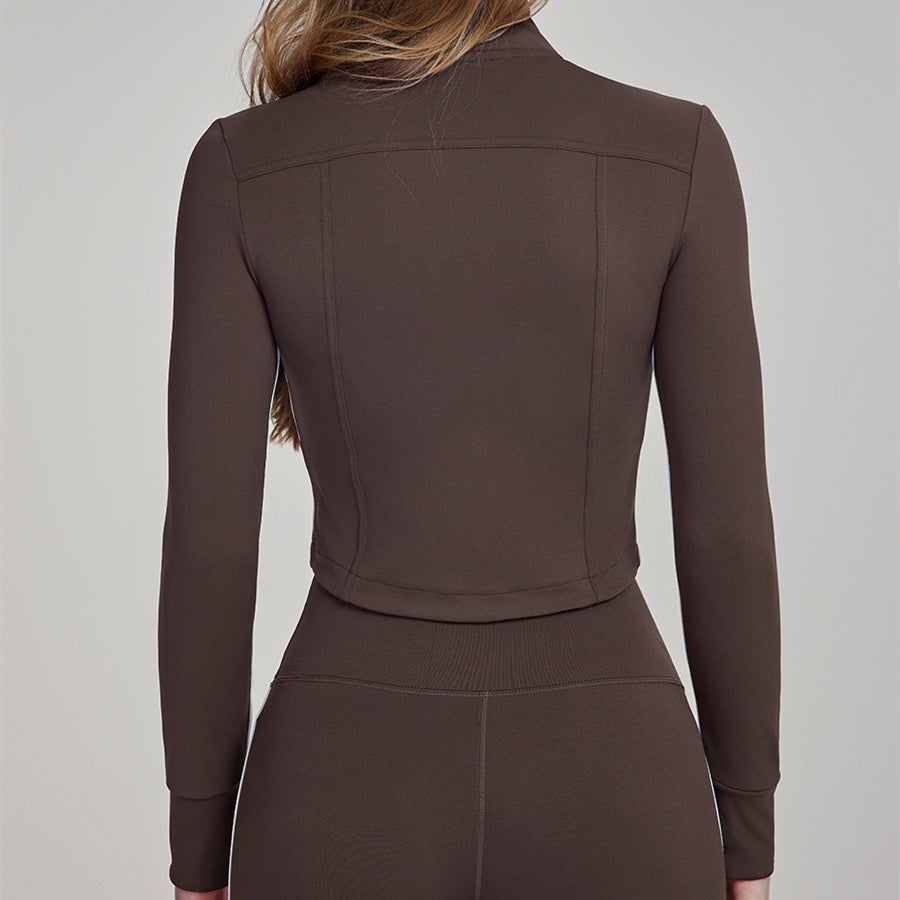 Yogajacka dam – slim fit med ståkrage & dragkedja