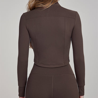 Yogajacka dam – slim fit med ståkrage & dragkedja