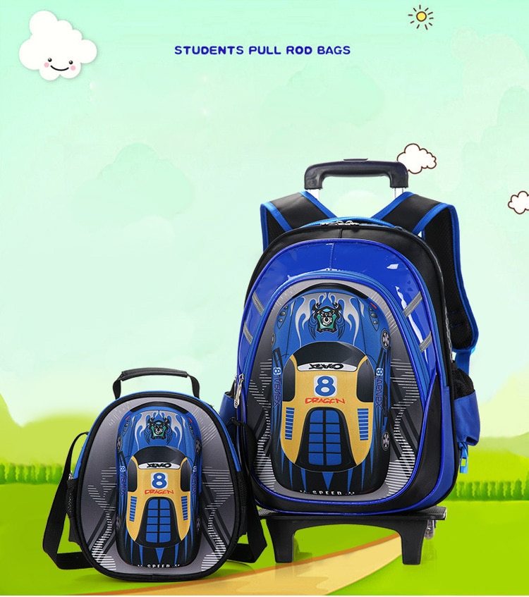 Practical 2-in-1 school backpack with removable trolley handle