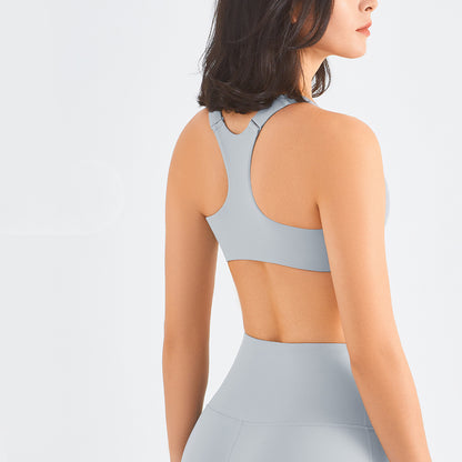 Stötdämpande sport-bh med dragkedja framtill