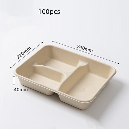 Miljövänliga matlådor i papper och sockerrör – 100-pack i flera storlekar och fack