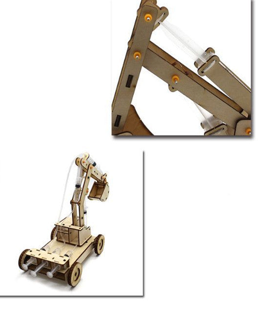 Wooden Hydraulic Excavator Model Children's Toys Wooden Handmade Materials Scientific