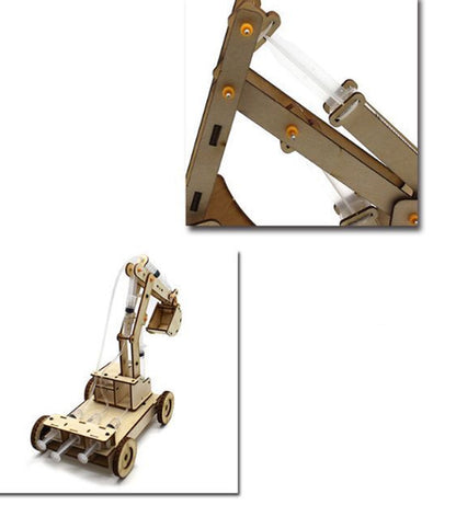 Wooden Hydraulic Excavator Model Children's Toys Wooden Handmade Materials Scientific