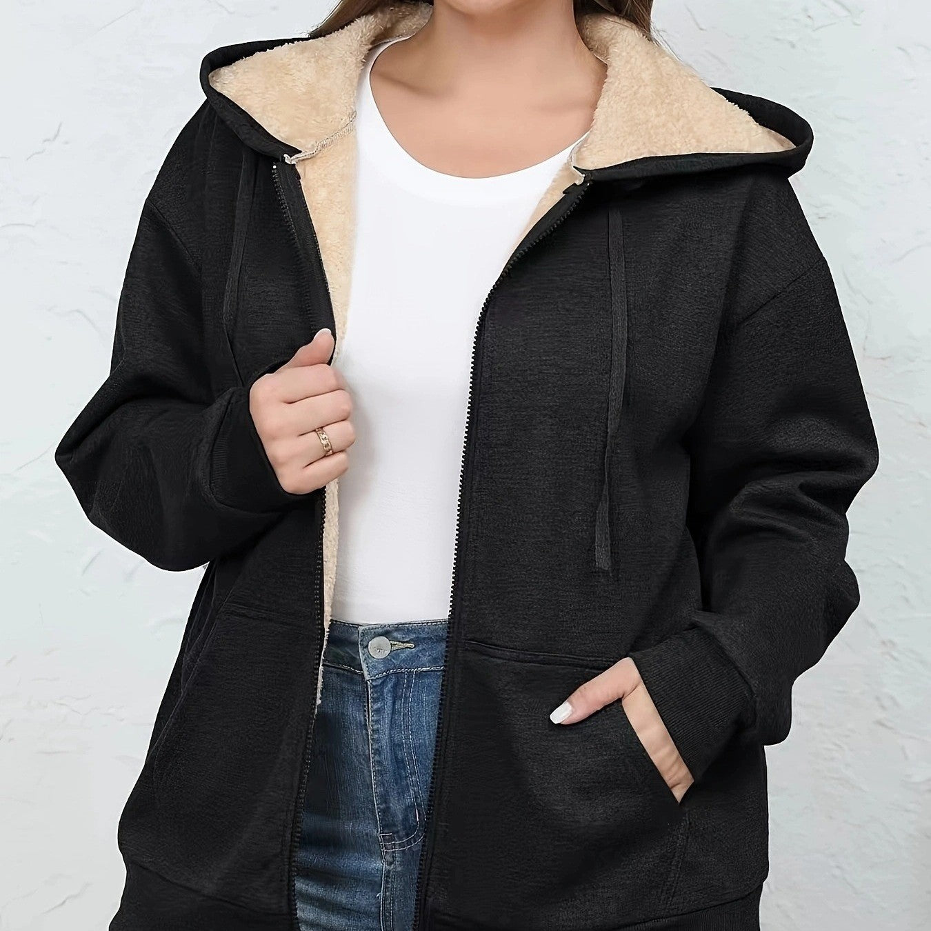 Warm Plush Hoodie Coat Women's Zipper
