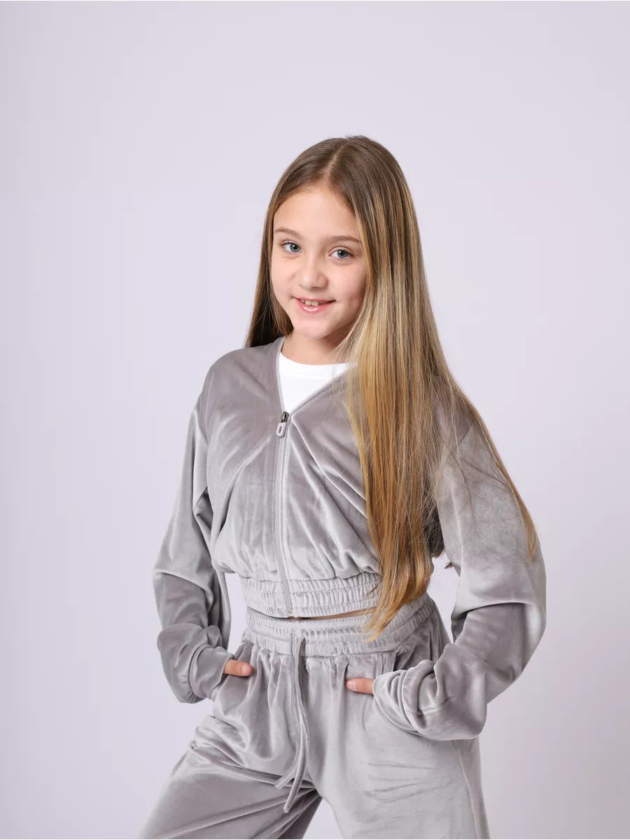 Girls' soft set - sporty velvet sweatshirt