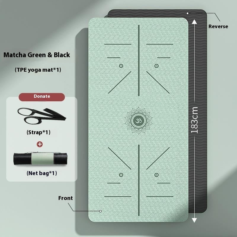 TPE yoga mat – non-slip two-tone design with carrying strap and mesh bag