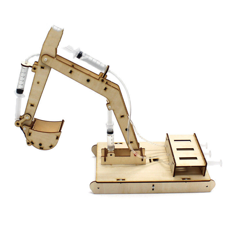 Wooden Hydraulic Excavator Model Children's Toys Wooden Handmade Materials Scientific