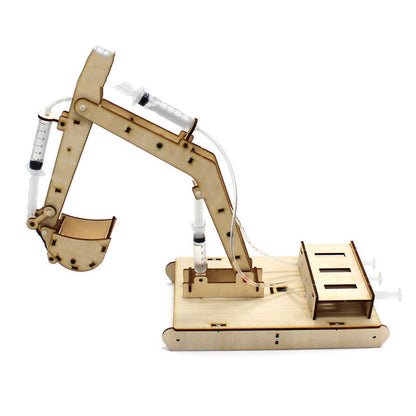 Wooden Hydraulic Excavator Model Children's Toys Wooden Handmade Materials Scientific