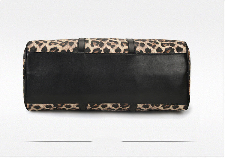 Leopard-print large-capacity weekend bag