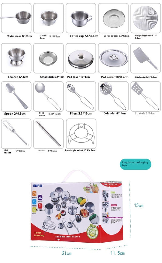 Köksleksaker i stål – 16-delat set för barn