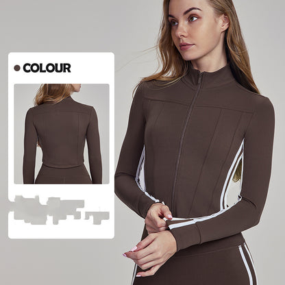 Yogajacka dam – slim fit med ståkrage & dragkedja