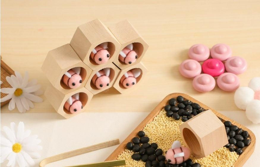 Montessori Early Education Wooden Bee Toy Children's Hand-eye Coordination Concentration Training