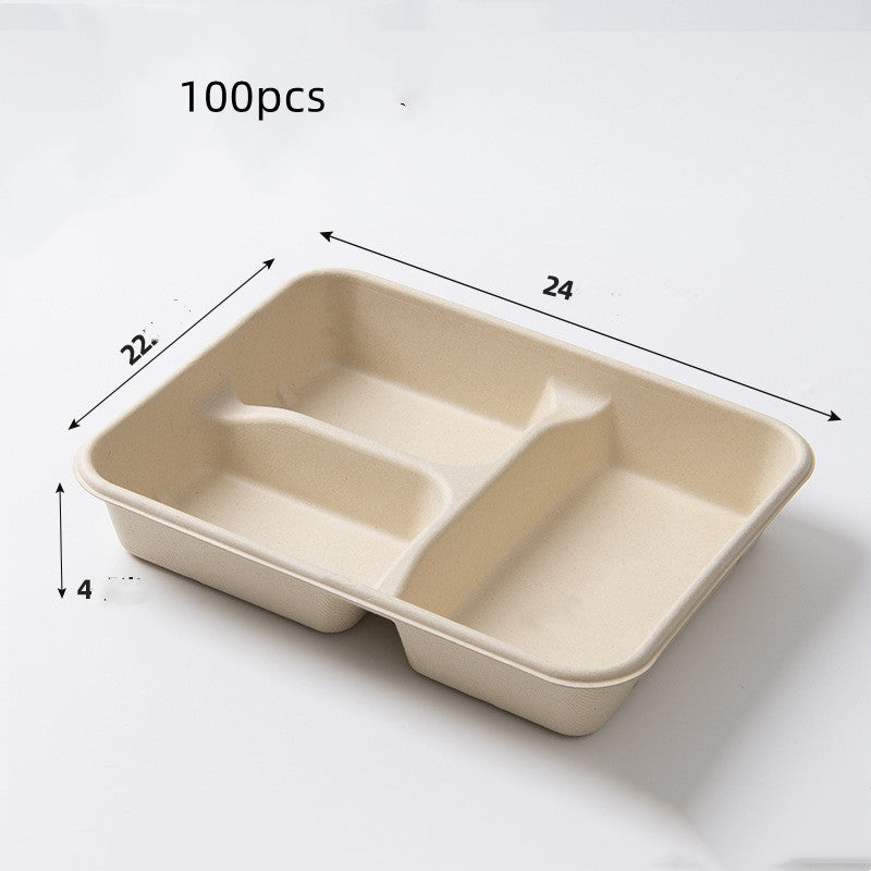 Miljövänliga matlådor i papper och sockerrör – 100-pack i flera storlekar och fack