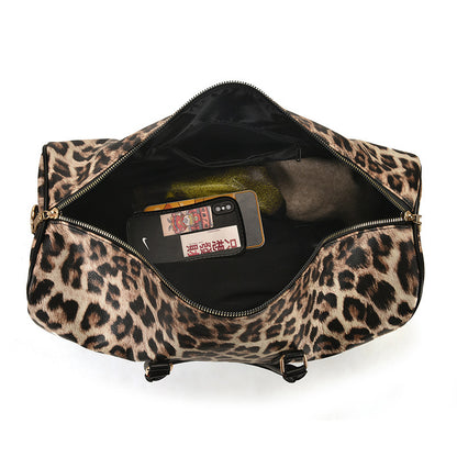Leopard-print large-capacity weekend bag