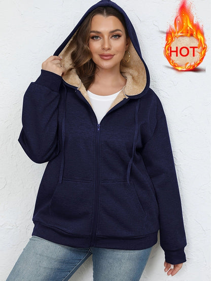 Warm Plush Hoodie Coat Women's Zipper