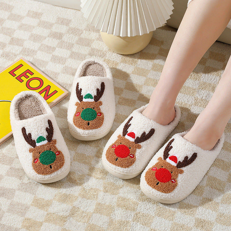 Winter slippers with Christmas motif - Non-slip warm and soft reindeer slippers