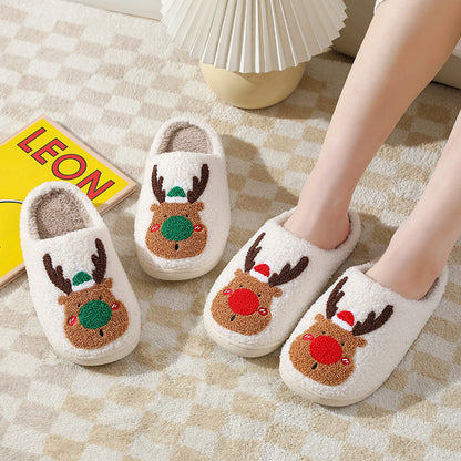 Winter slippers with Christmas motif - Non-slip warm and soft reindeer slippers