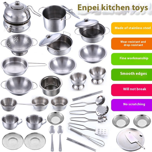 Köksleksaker i stål – 16-delat set för barn