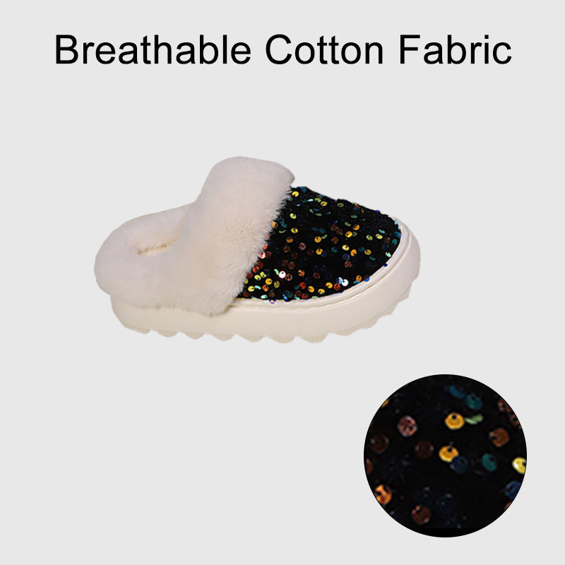 Plush Slippers with Sequins – Warm and Comfortable