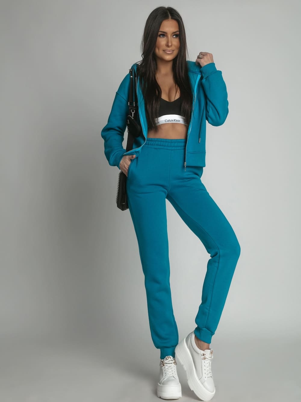 Women's insulated tracksuit set, turquoise FI761