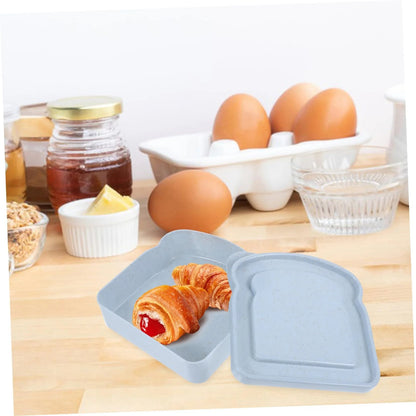 Toastformad lunchlåda i bambufiber med lock 2-pack