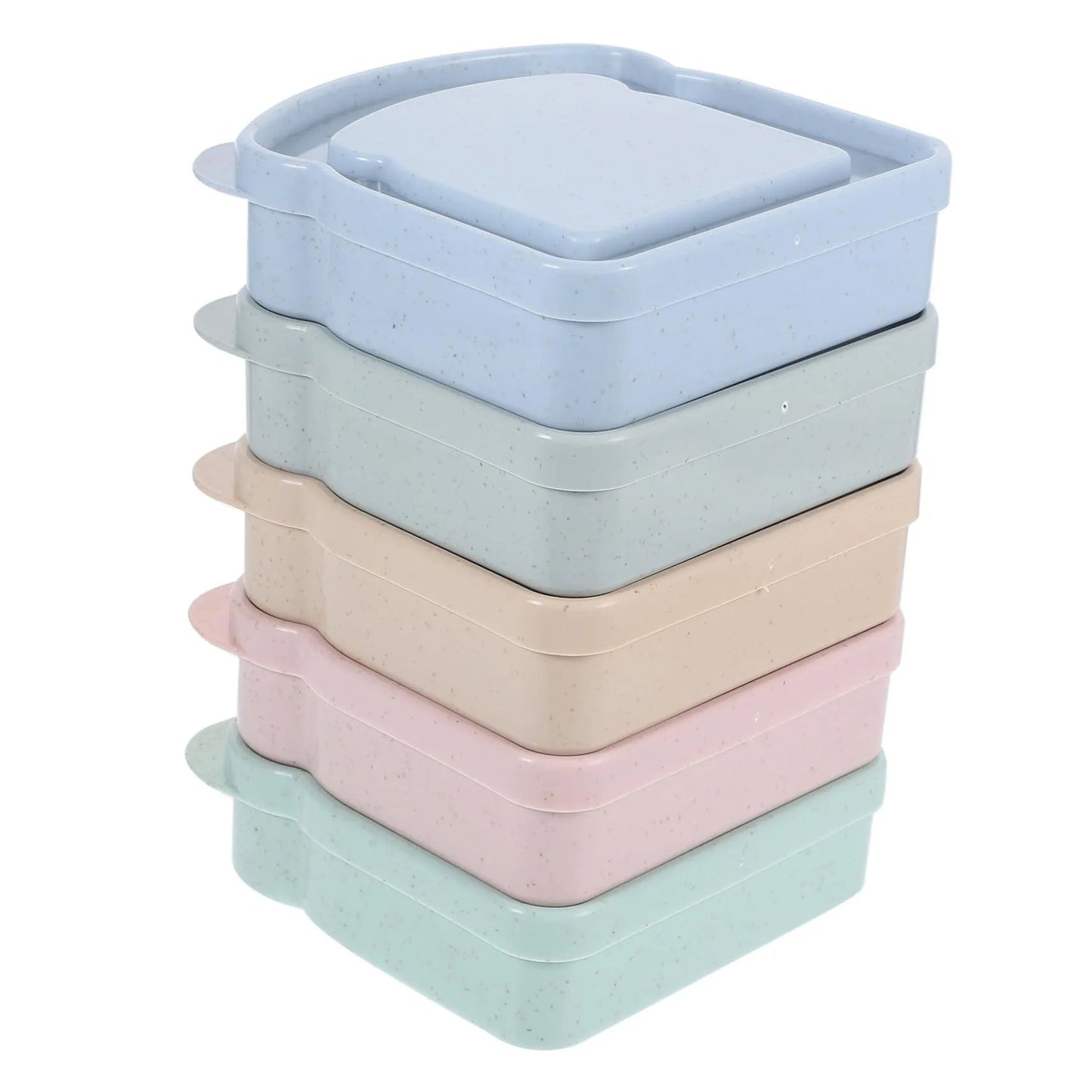 Toastformad lunchlåda i bambufiber med lock 2-pack