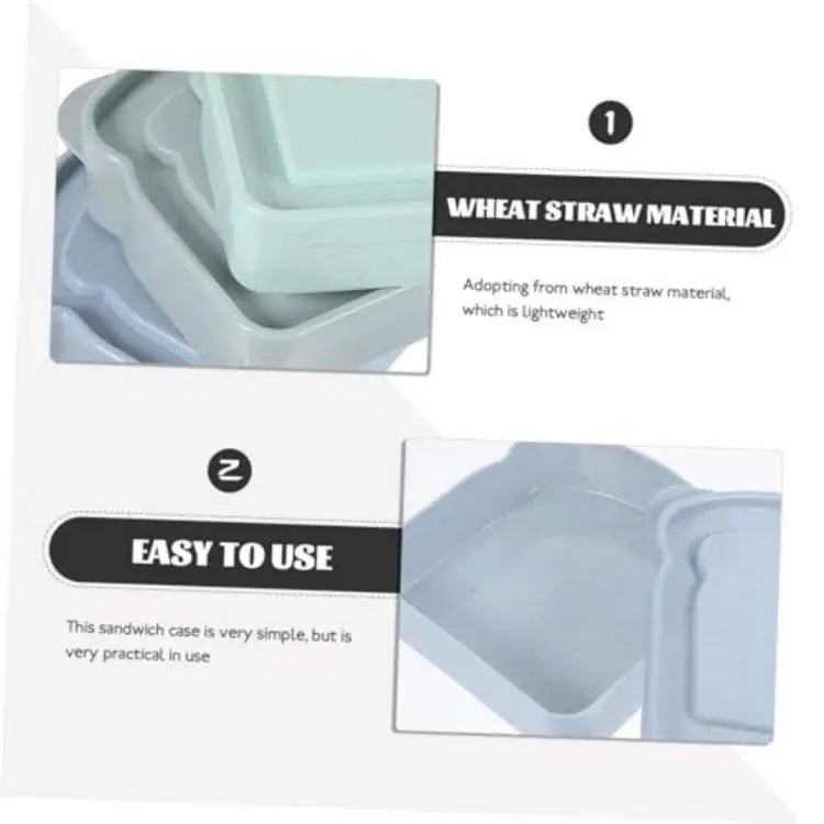 Toastformad lunchlåda i bambufiber med lock 2-pack