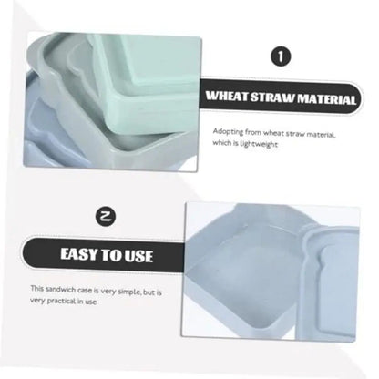 Toastformad lunchlåda i bambufiber med lock 2-pack