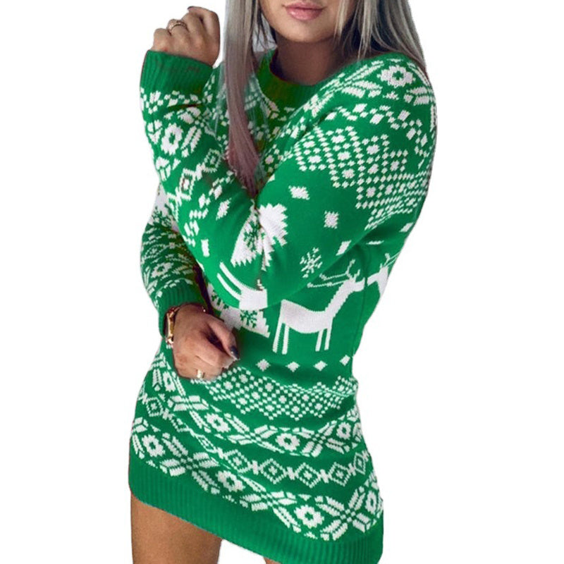 Stickad julsweater med älgmotiv