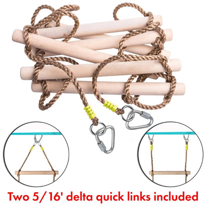 Durable climbing ladder, wooden balance rope for children. For outdoor and indoor use.