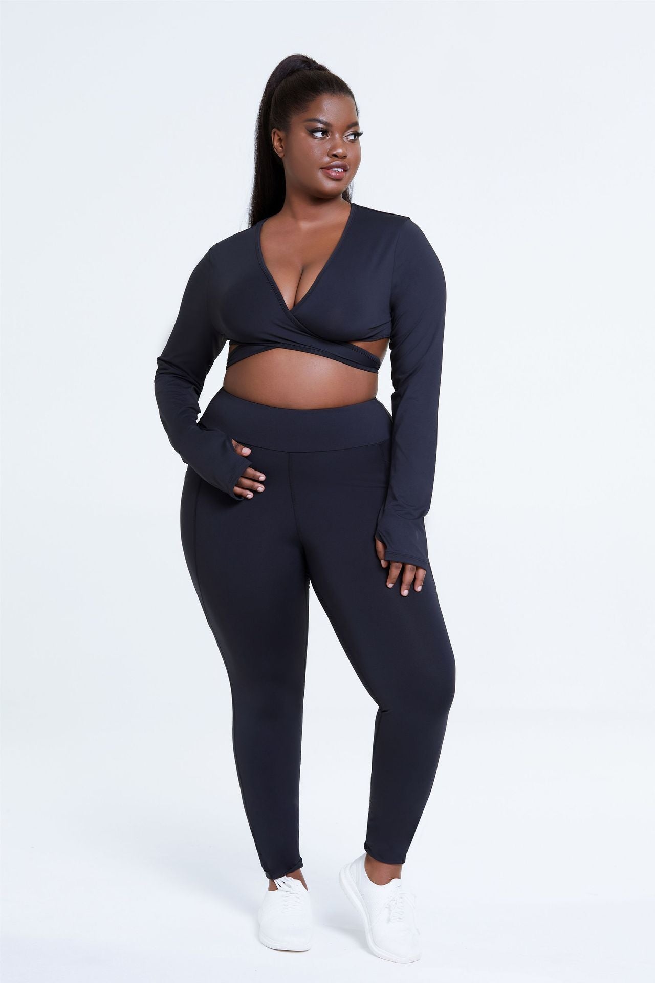 Plus size yogaset – tvådelat träningsset