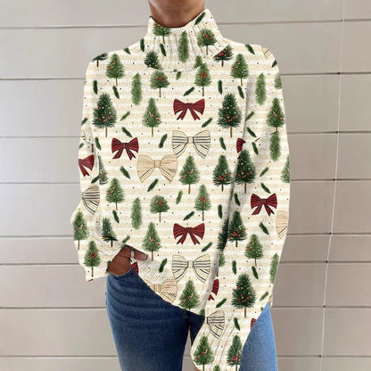 Stickad sweater med målade motiv och milda färger Upp till 5XL