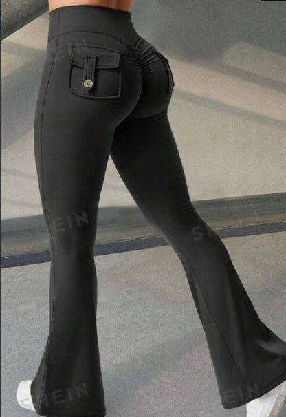 Stretchiga träningsbyxor med fickor för kvinnor - 3XL