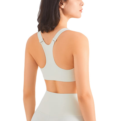 Stötdämpande sport-bh med dragkedja framtill