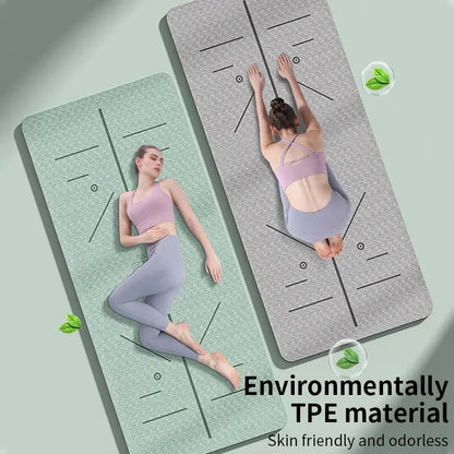 TPE yoga mat – non-slip two-tone design with carrying strap and mesh bag