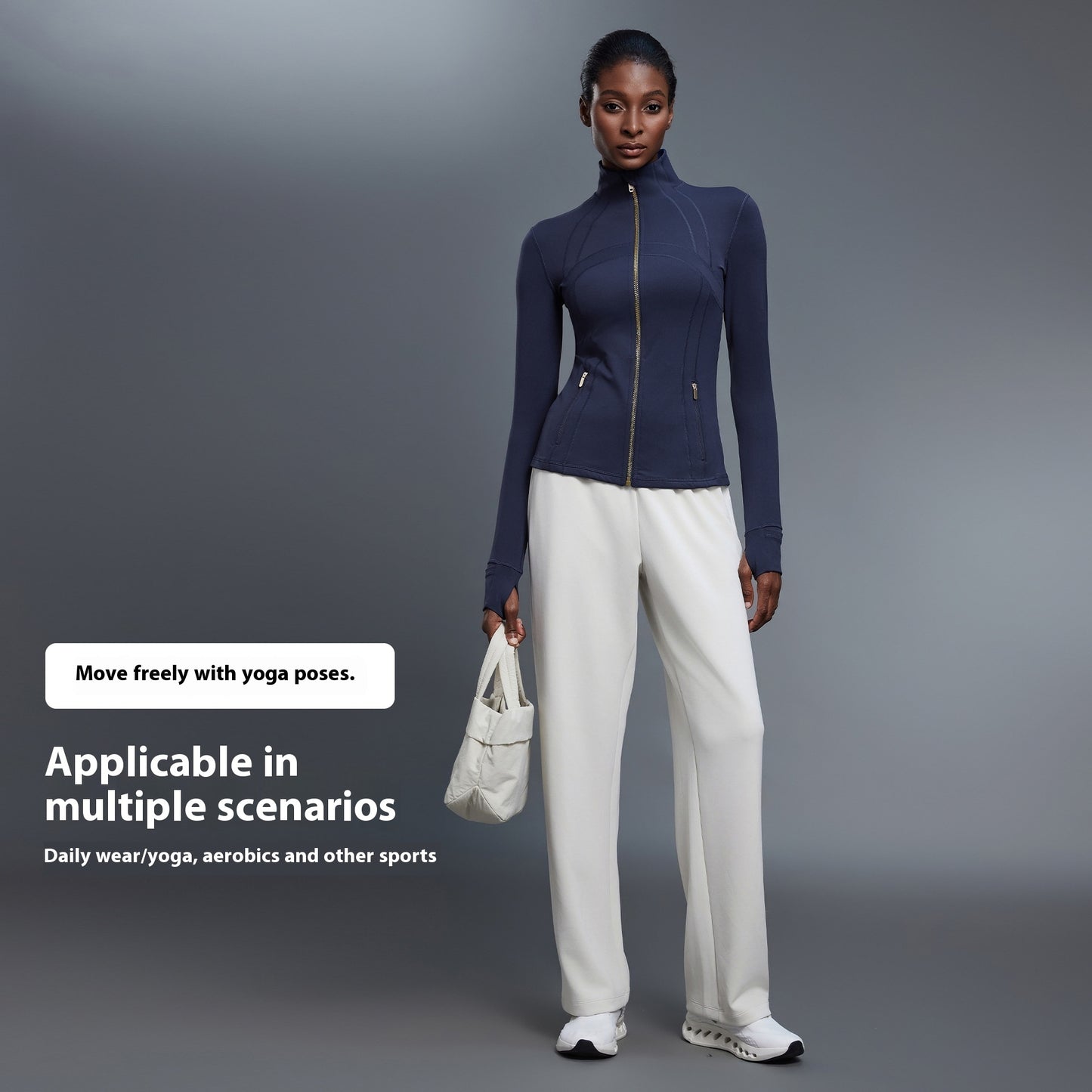 Vind- och sportjacka med ståkrage – för yoga, löpning & fitness