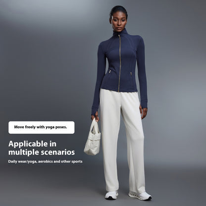 Vind- och sportjacka med ståkrage – för yoga, löpning & fitness
