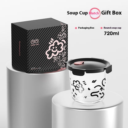 Glass lunch box with cute motifs – microwave safe &amp; heat resistant